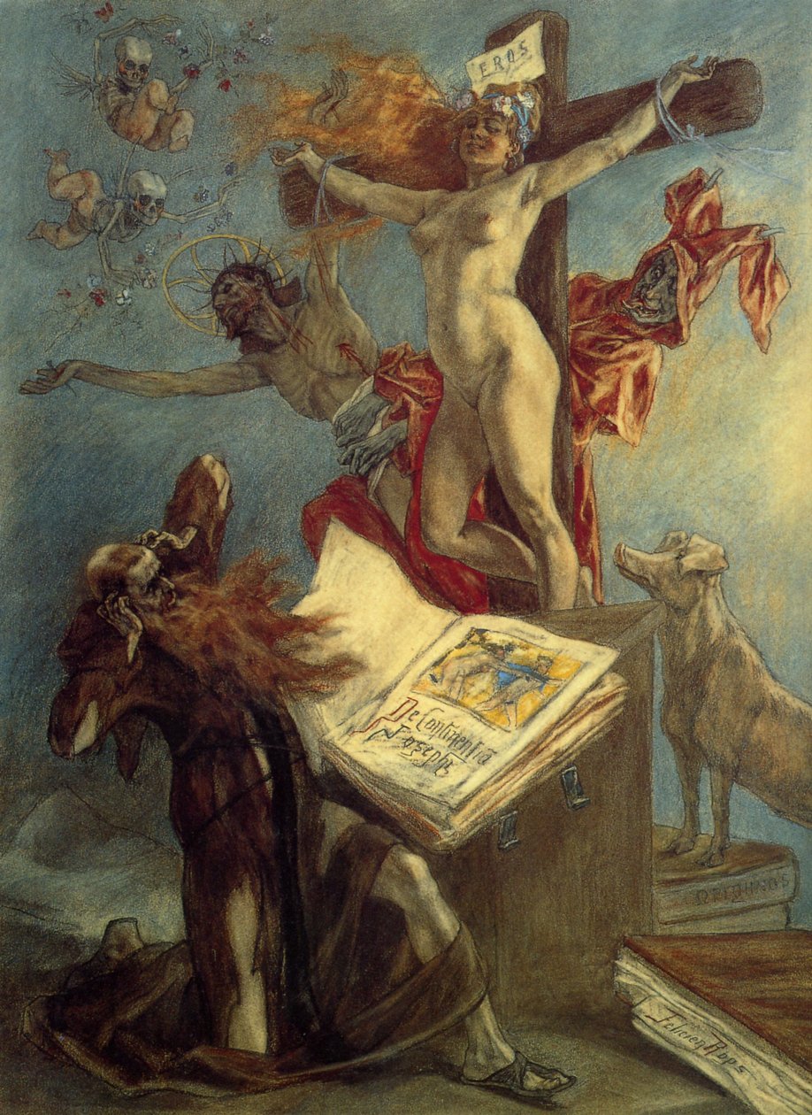 La Tentation de saint Antoine, dessin au pastel de Félicien Rops - Félicien Rops