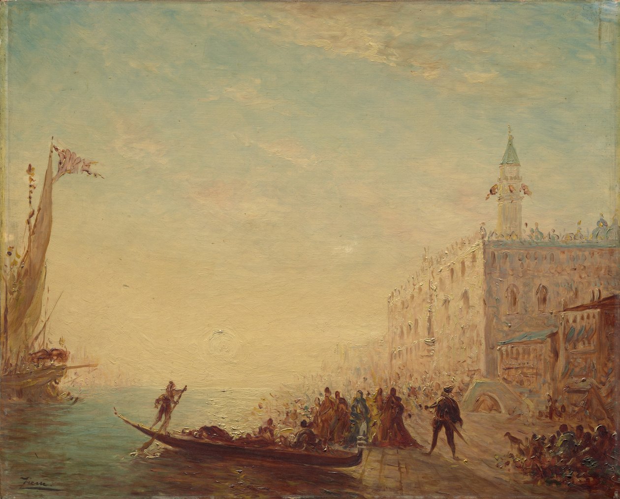 Riva degli Schiavoni, coucher de soleil - Félix Ziem