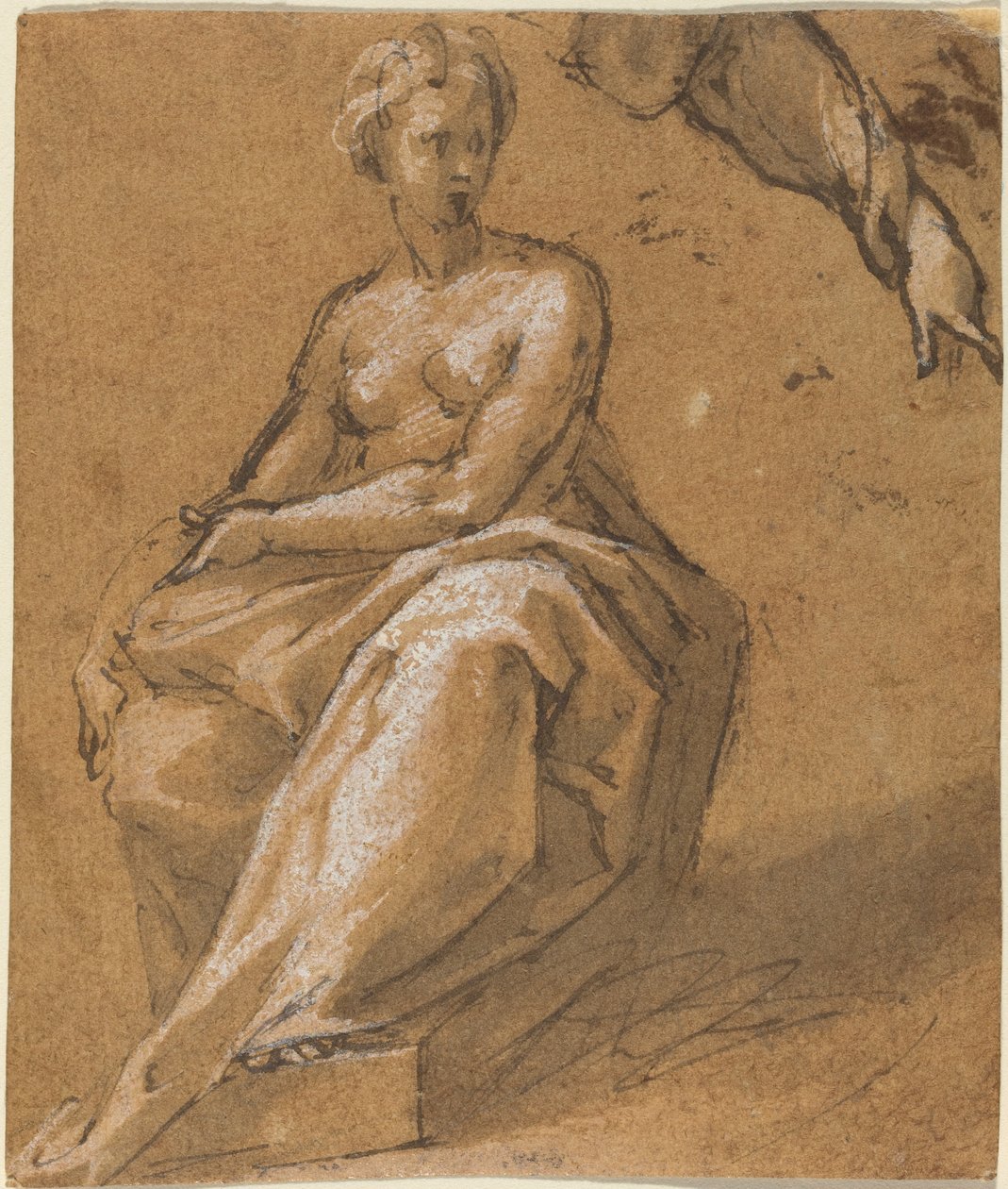 Nu assis avec draperie - Follower of Bartholomaeus Spranger