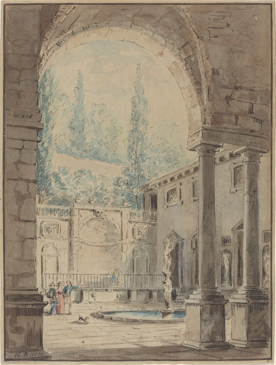 Cour de la Villa Pliniana - Follower of Hubert Robert