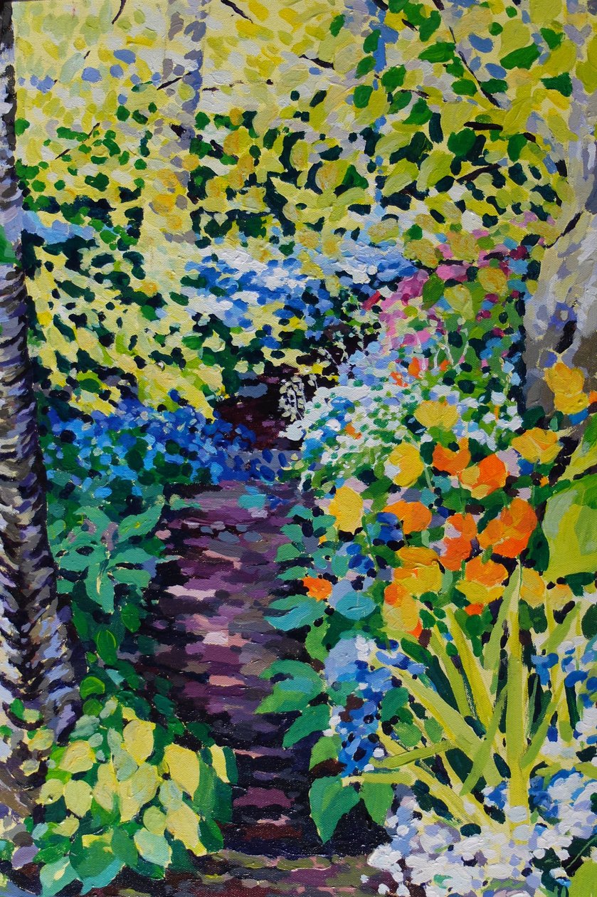 Chemin de la cloche bleue, 2020 (acrylique sur toile) - Frances Naggs