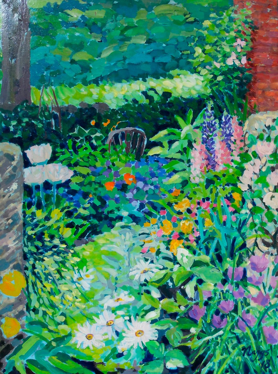 English Country Garden, 2018 (acrylique sur toile) - Frances Naggs