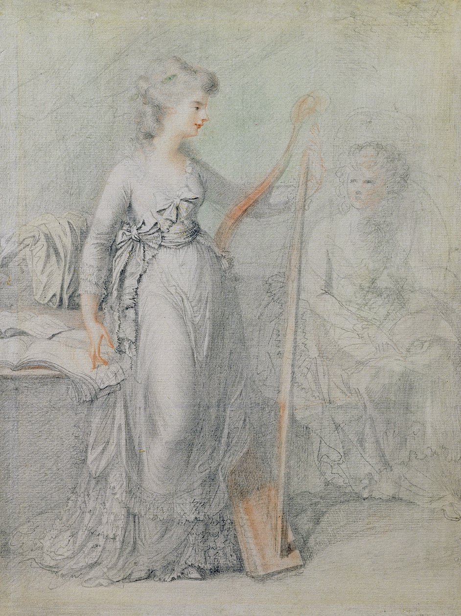 Georgiana, Duchesse de Devonshire (plomb noir et craie rouge) - Francesco Bartolozzi
