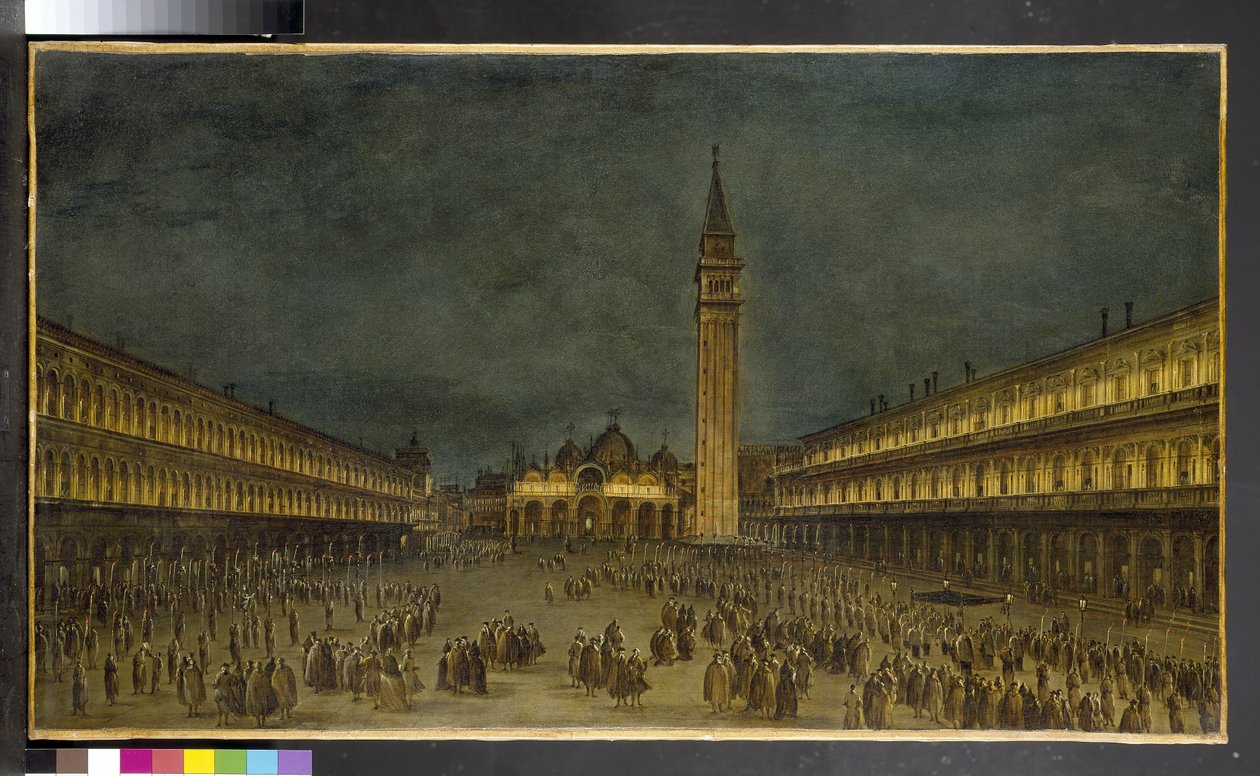 Une procession nocturne sur la Piazza San Marco, 1750-60 - Francesco Guardi