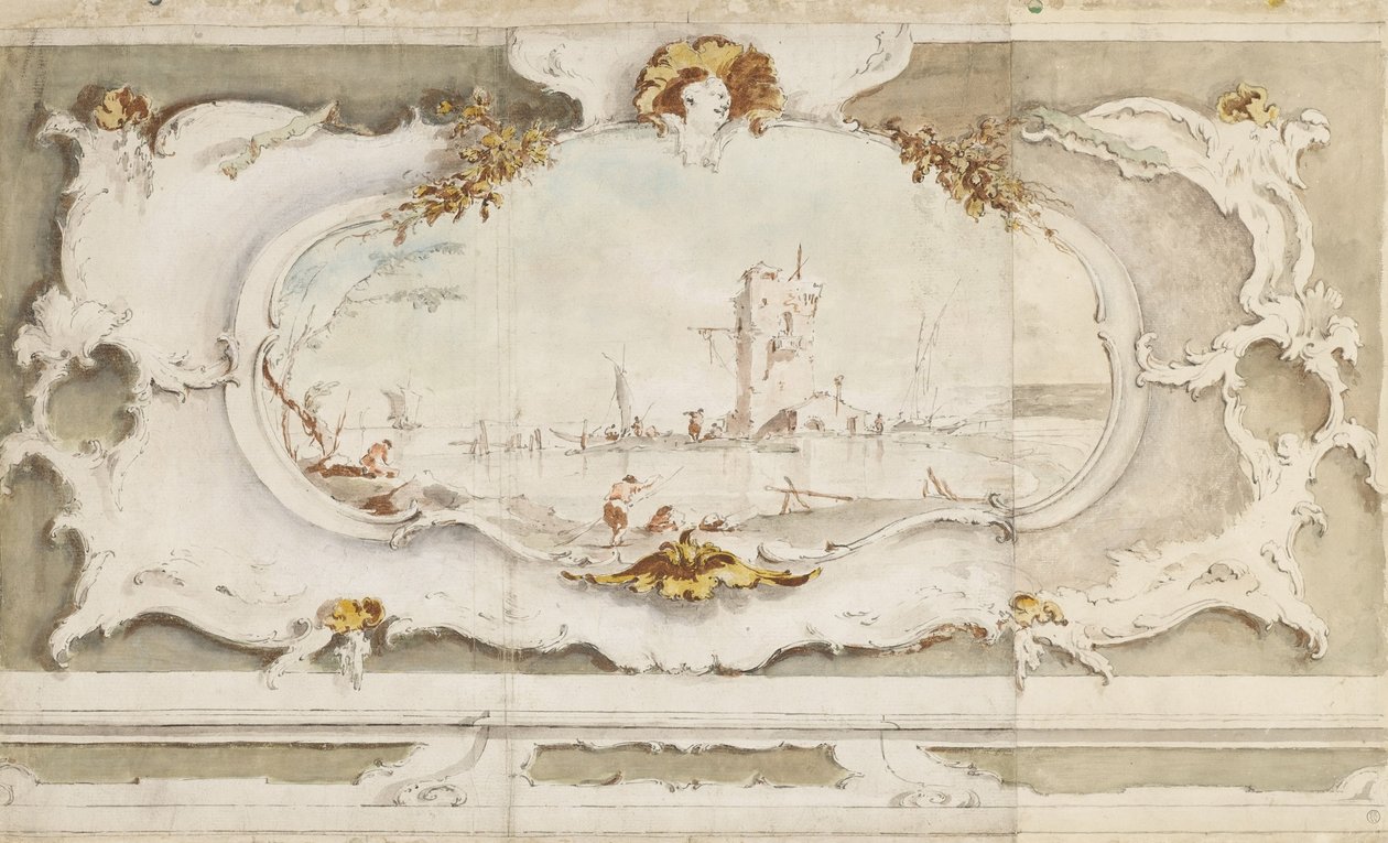 Cartouche décoratif avec un paysage - Francesco Guardi