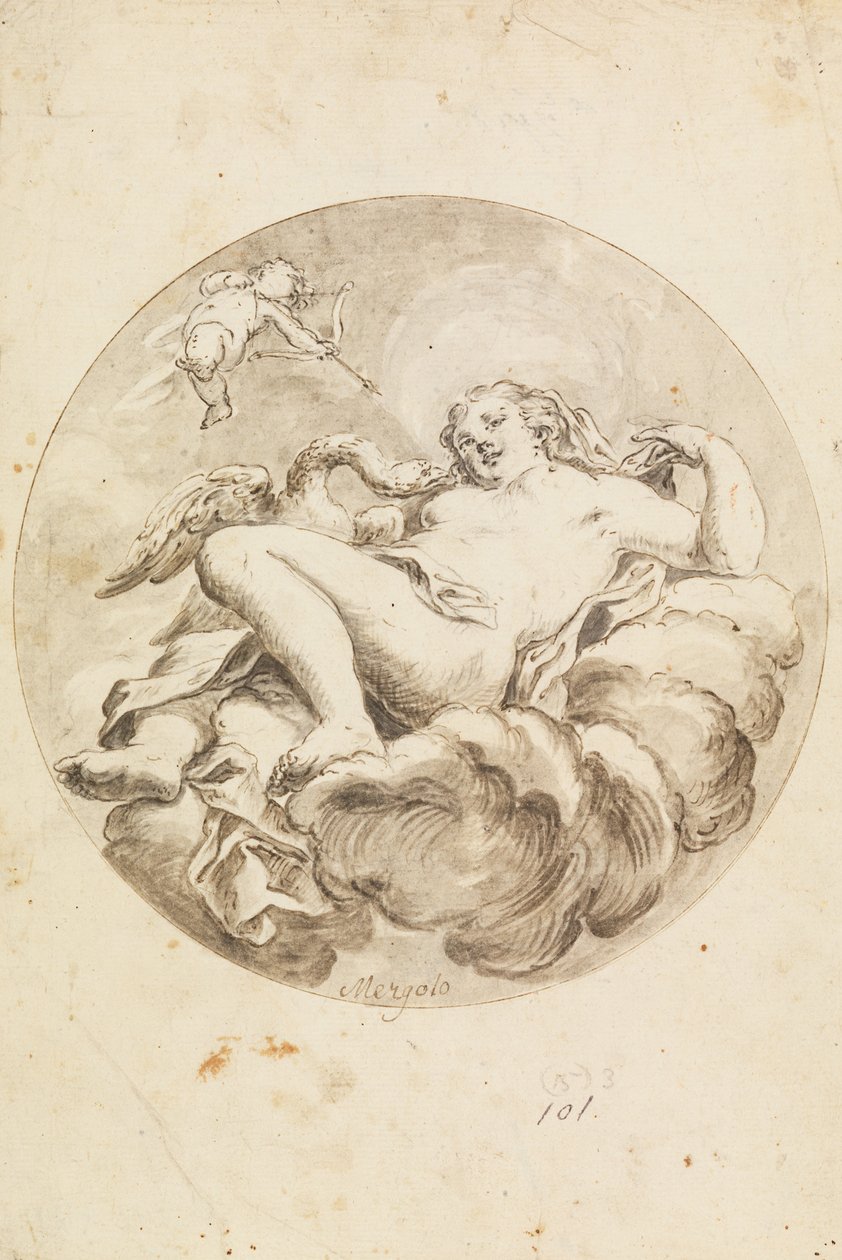 Projet pour une fresque de plafond - Léda et le cygne - Francesco Saverio Mergolo
