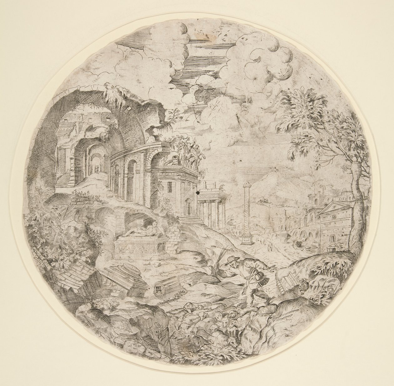 Vue de Rome avec ruines, Trajan - Francesco Amato