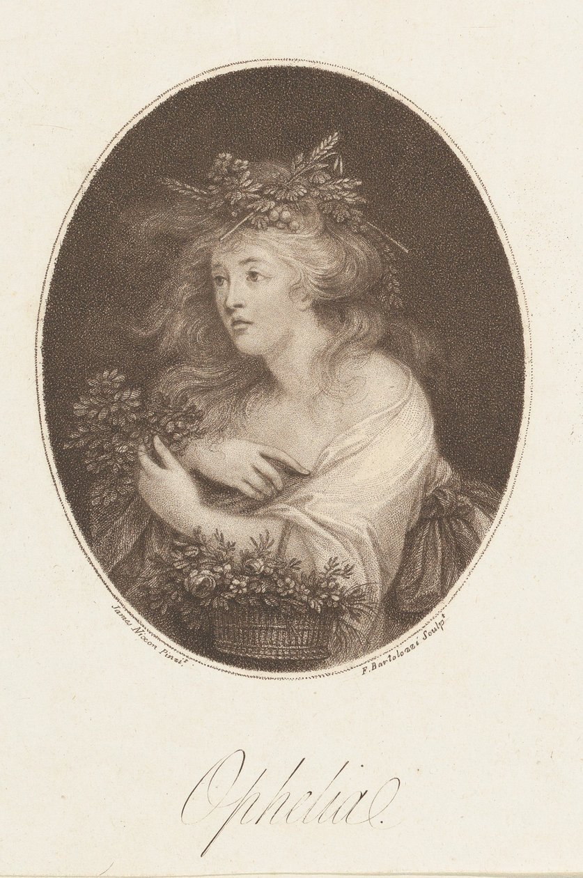 Ophelia Shakespeare, Hamlet, Acte 4, 1784 - Francesco Bartolozzi