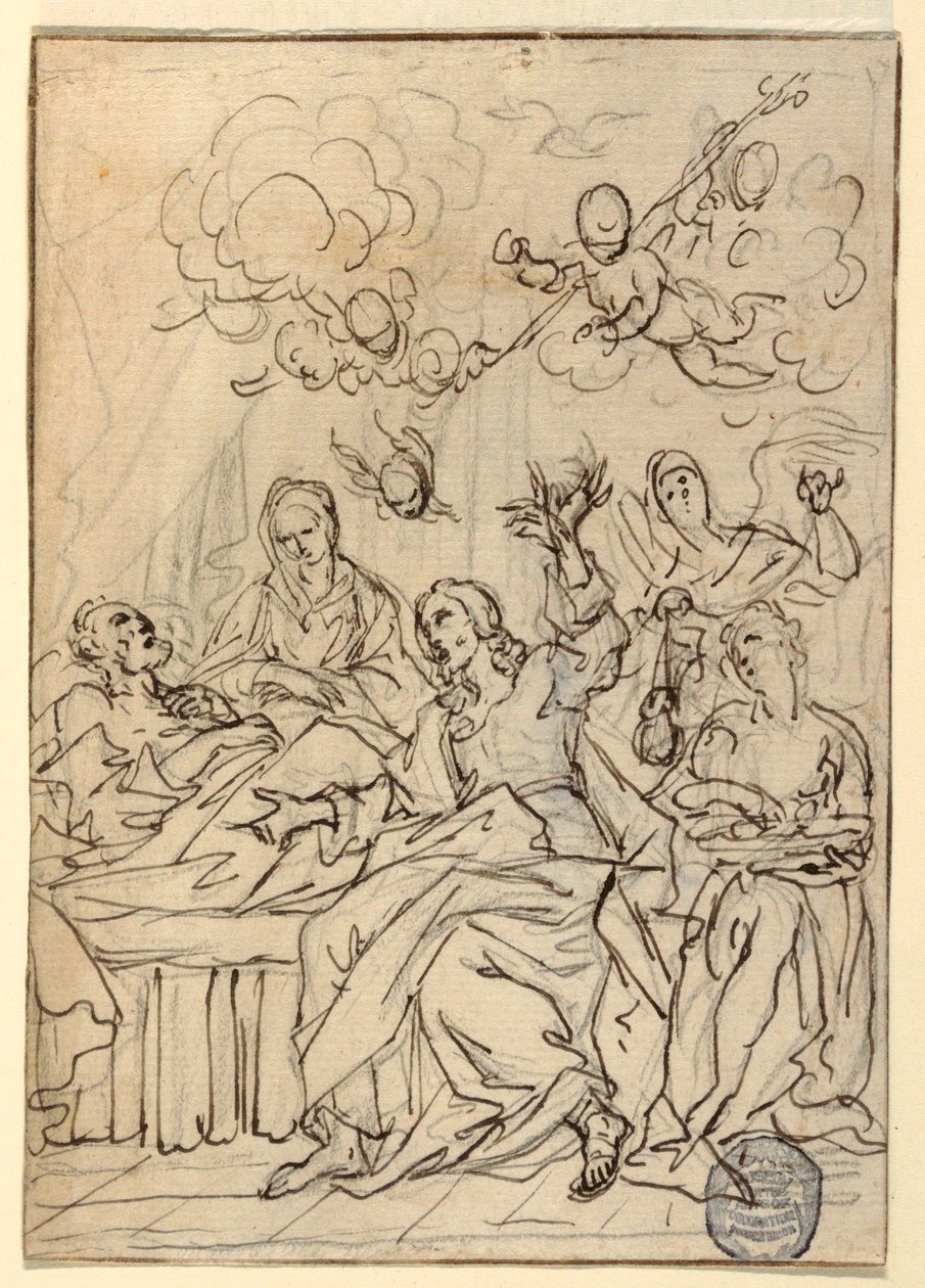 Dessin, Mort de Saint Joseph, 1880 - Francesco Coghetti