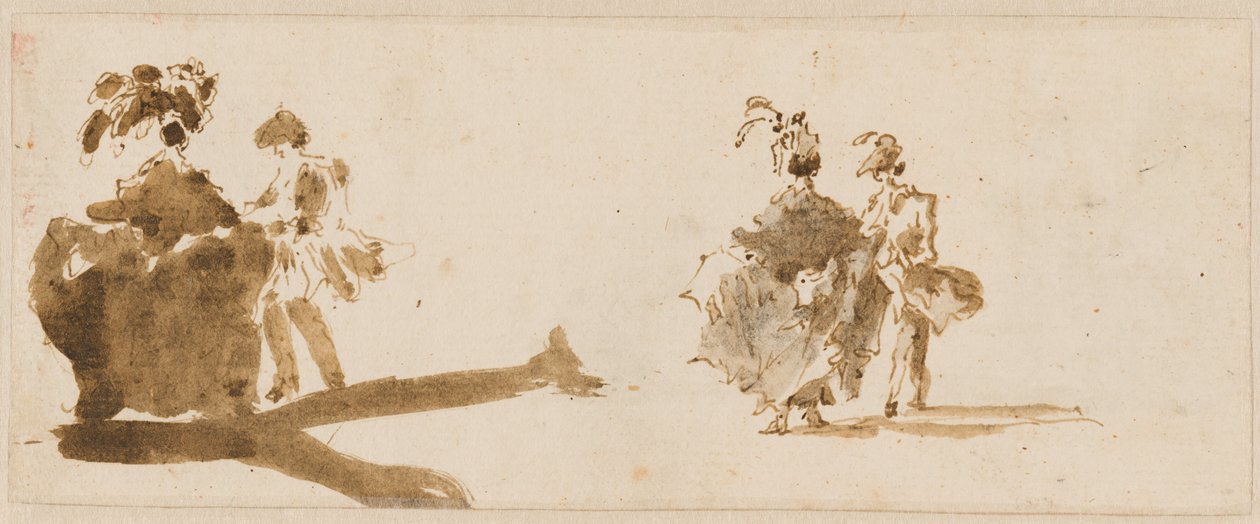 Deux couples élégants [verso] - Francesco Guardi