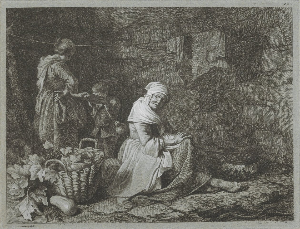 Intérieur de ferme - Francesco Londonio