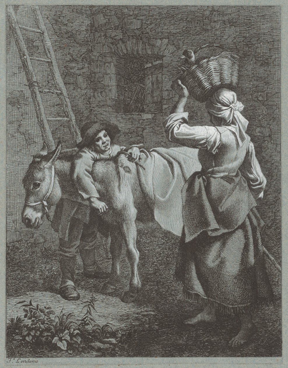 Garçon berger parlant à une fille de ferme - Francesco Londonio