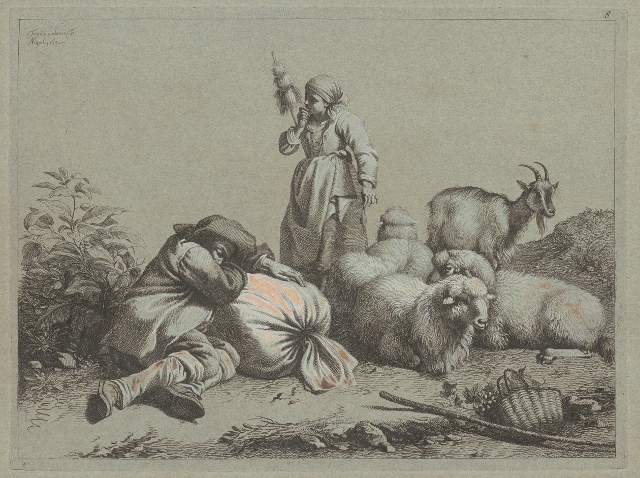 Paysanne endormie et fileuse debout, 1763 - Francesco Londonio