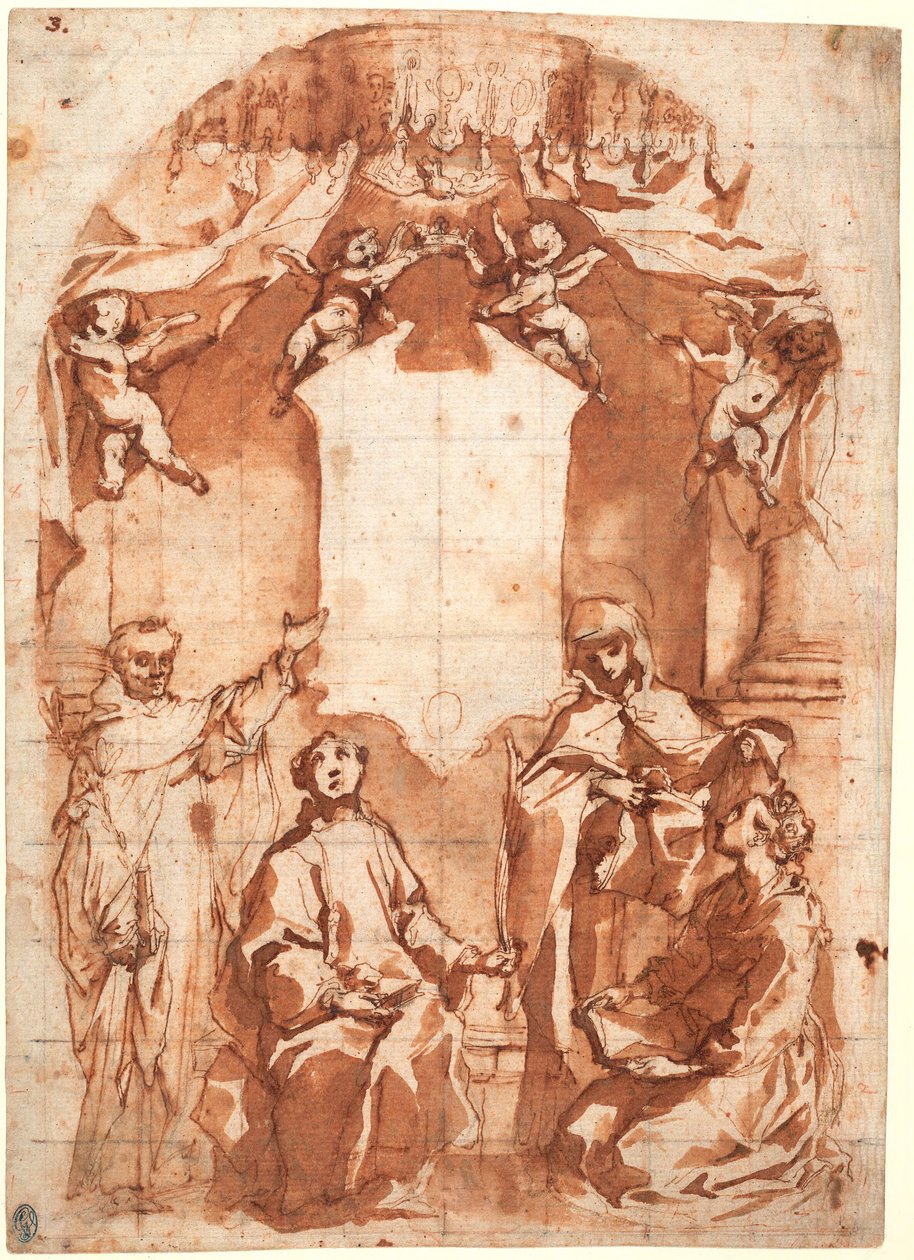 Quatre saints devant une image sacrée - Francesco Vanni
