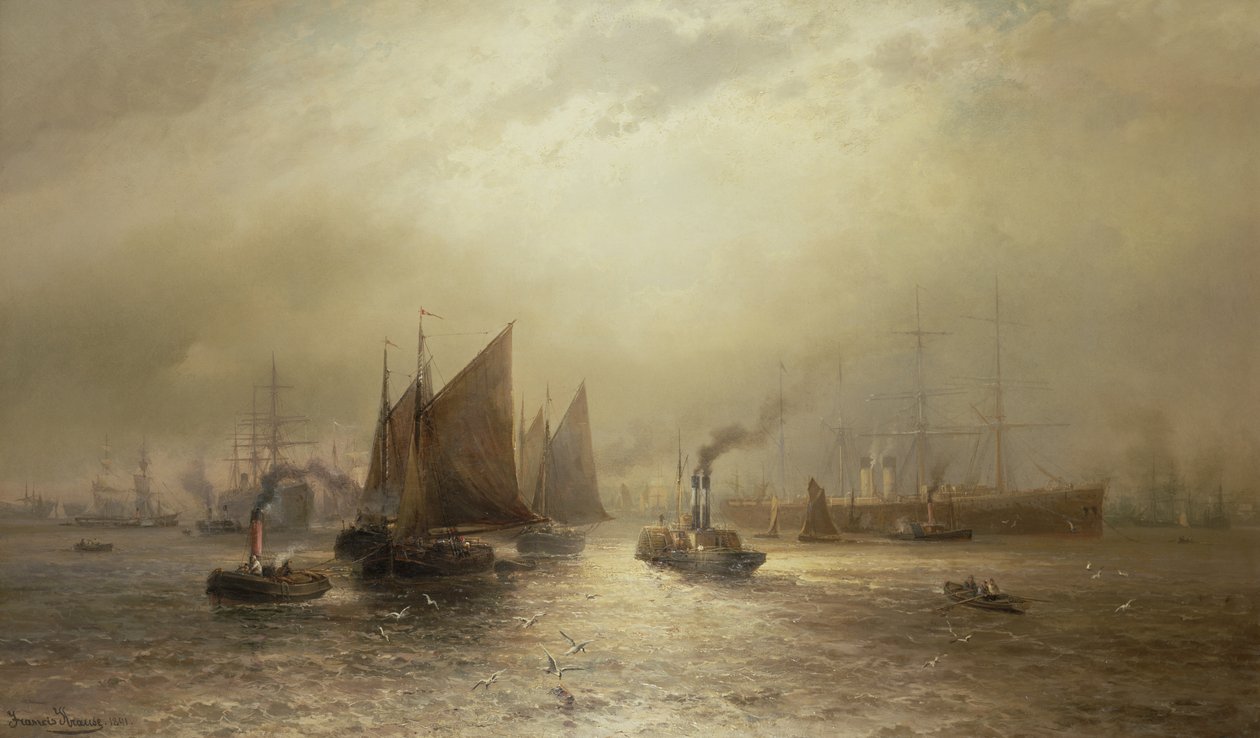 Matinée animée sur la rivière Mersey, 1891 - Francis Krause