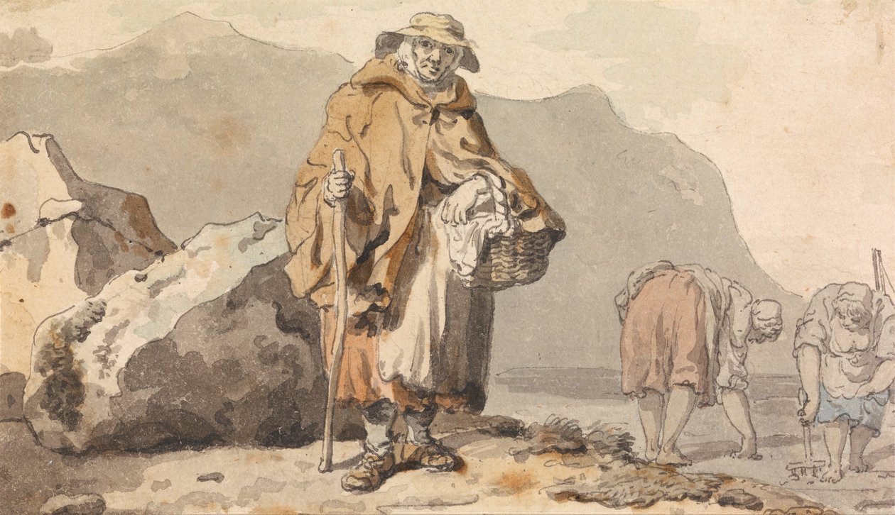 Une vieille pêcheuse avec deux femmes cherchant des appâts - Francis Wheatley