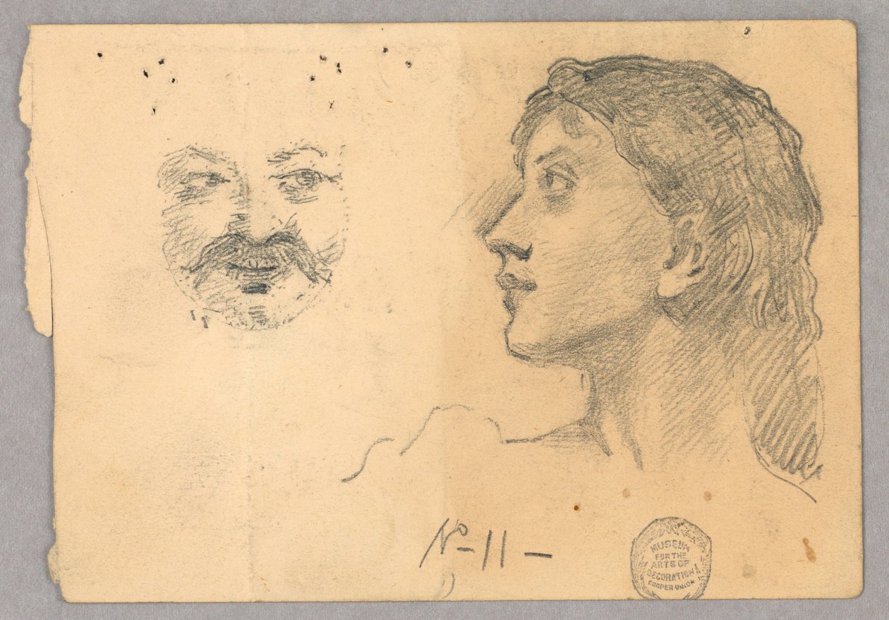 Tête de femme et un visage - Francis Augustus Lathrop