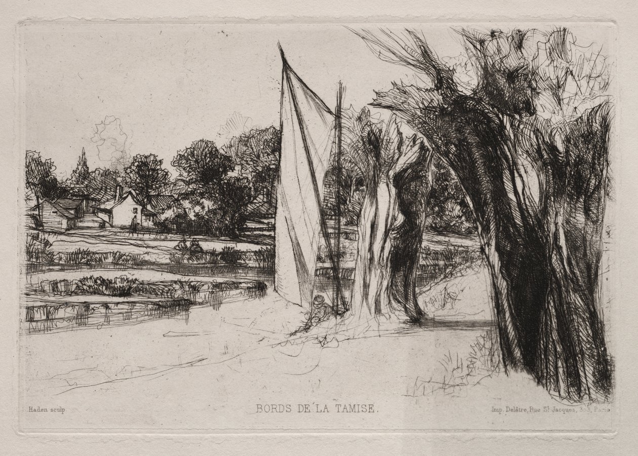 Thames Ditton - Avec une Voile - Francis Seymour Haden