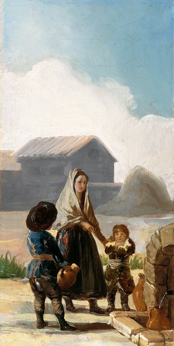 Une femme et deux enfants près d