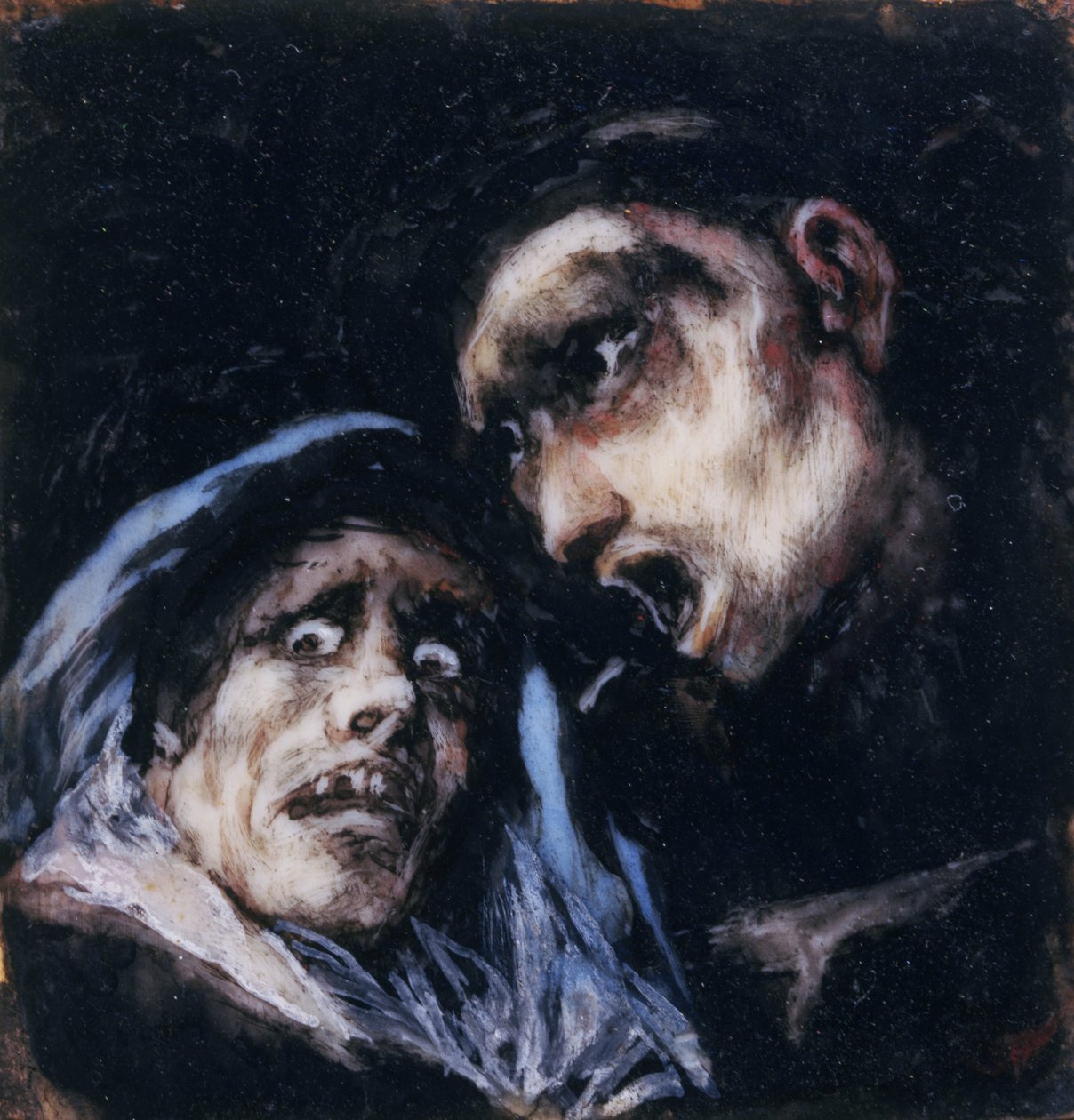 Moine parlant à une vieille femme - Francisco de Goya