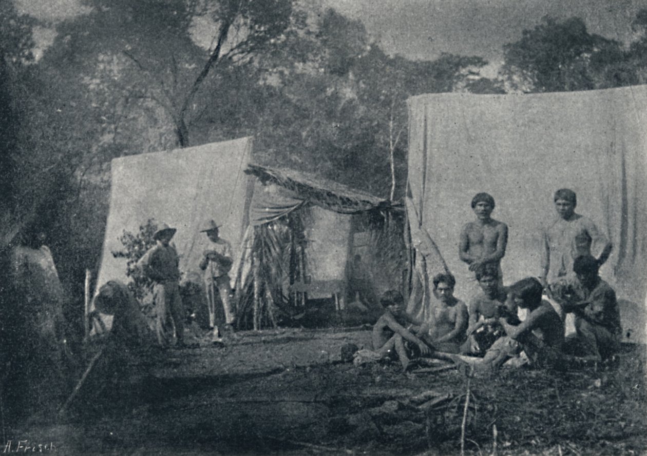 Guaranys visitant un campement, 1895 - Francisco Henszler