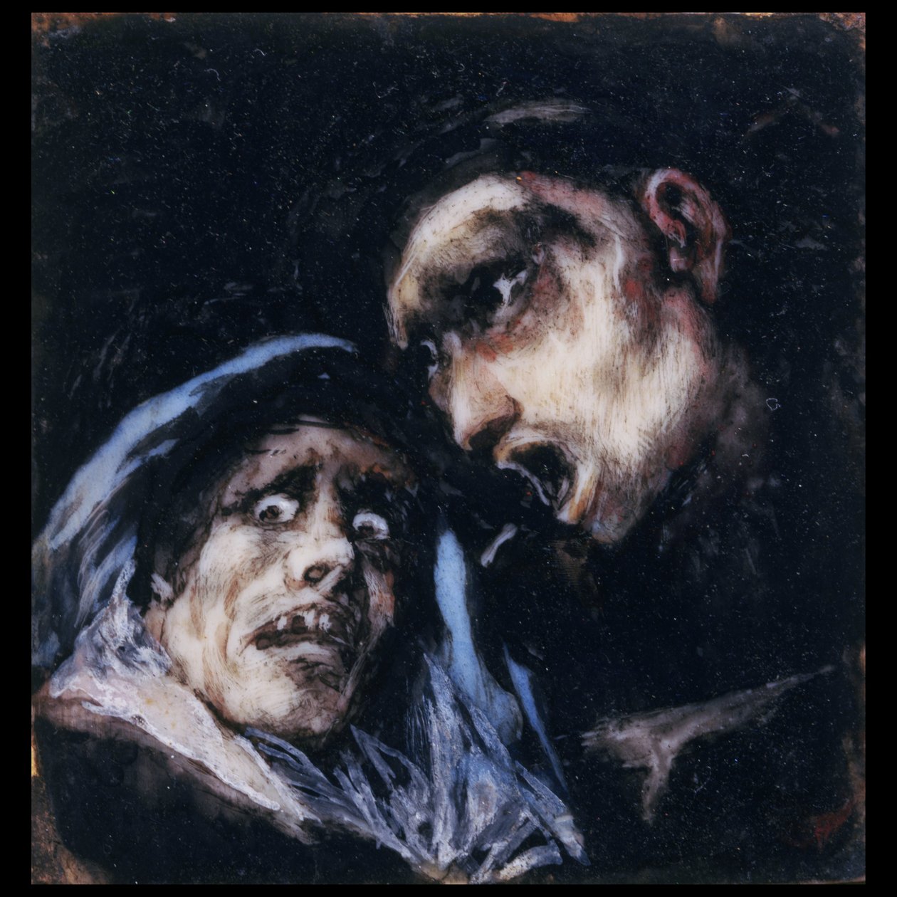 Moine parlant à une vieille femme - Francisco de Goya