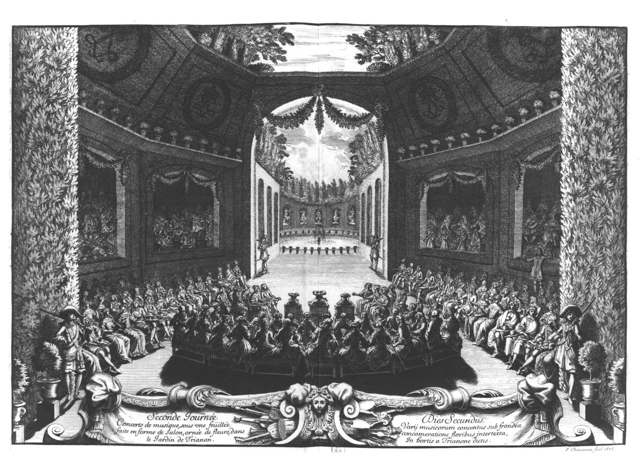 Concert dans le jardin du Trianon, 2ème jour des célébrations à Versailles, 14 juillet 1668, 1675 - Francois Chauveau