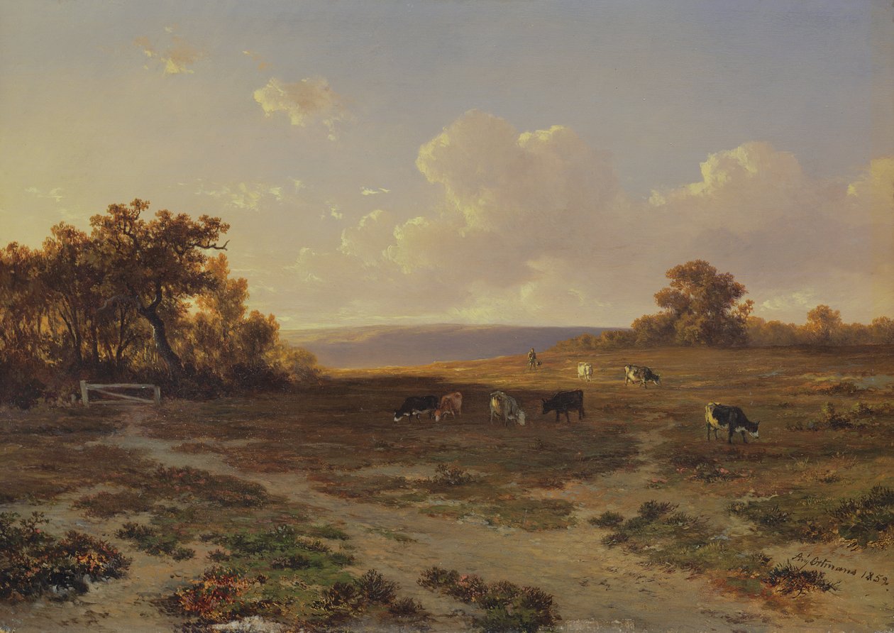 Paysage de lande avec des vaches, 1852 - Francois Auguste Ortmans