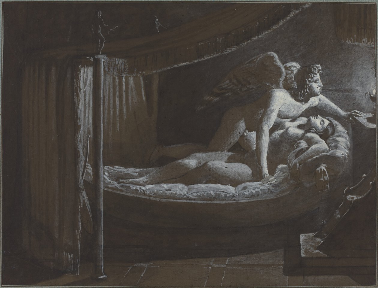 Cupidon avec Psyché éteignant la lampe - Francois Edouard Picot