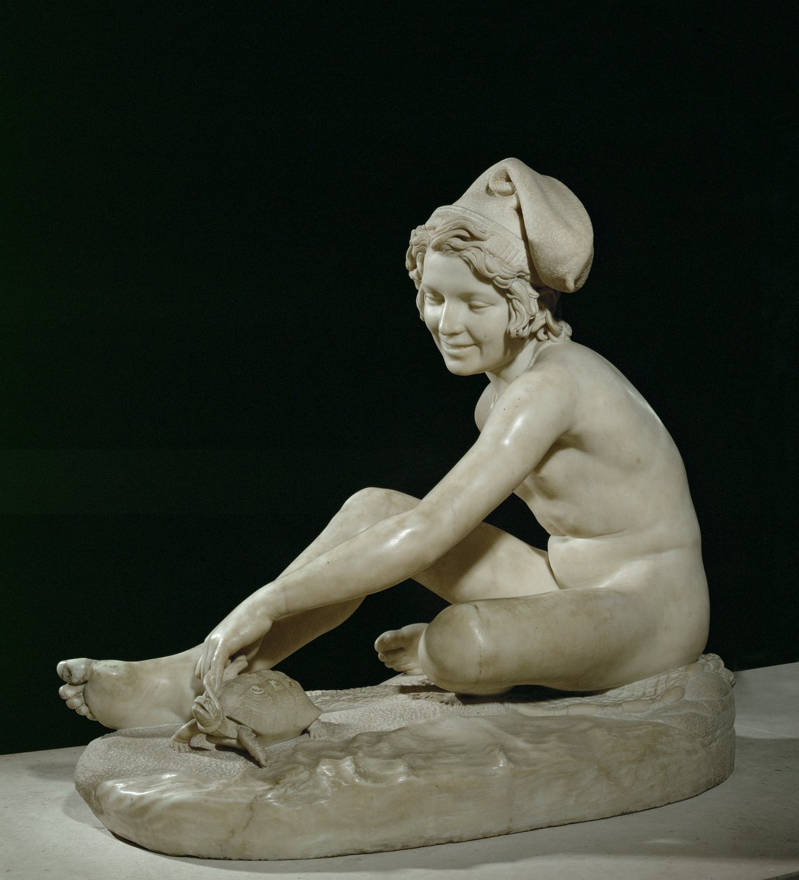 Garçon-pêcheur napolitain jouant avec une tortue (sculpture) - Francois Rude