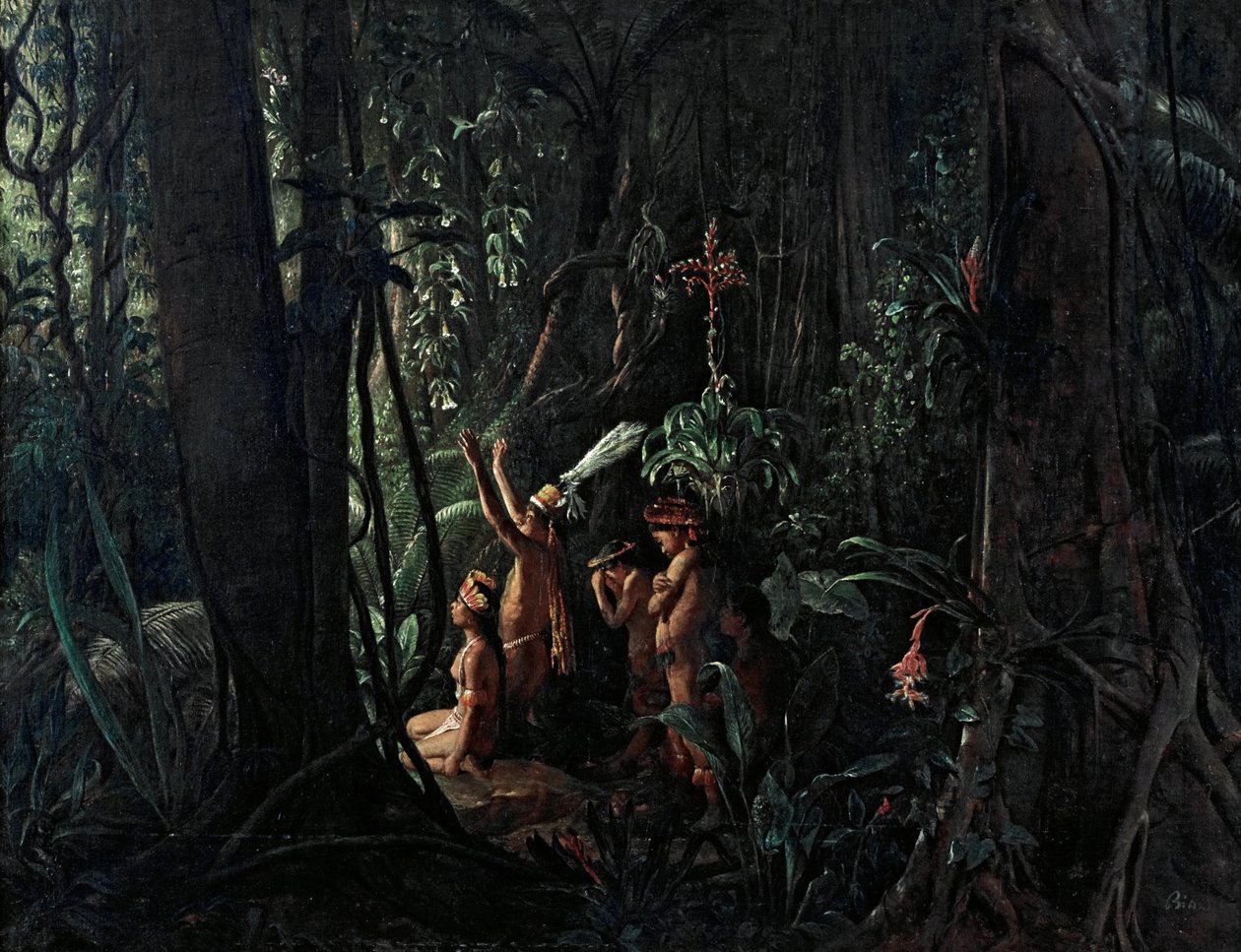 Indiens amazoniens adorant le dieu soleil - François Auguste Biard