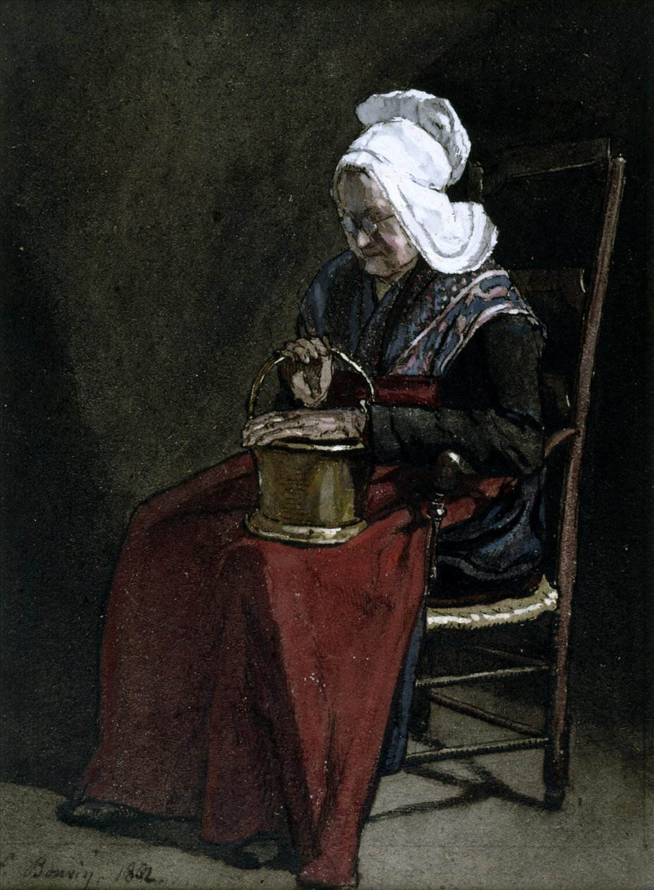 Vieille femme avec un pot en laiton, 1862 - François Bonvin
