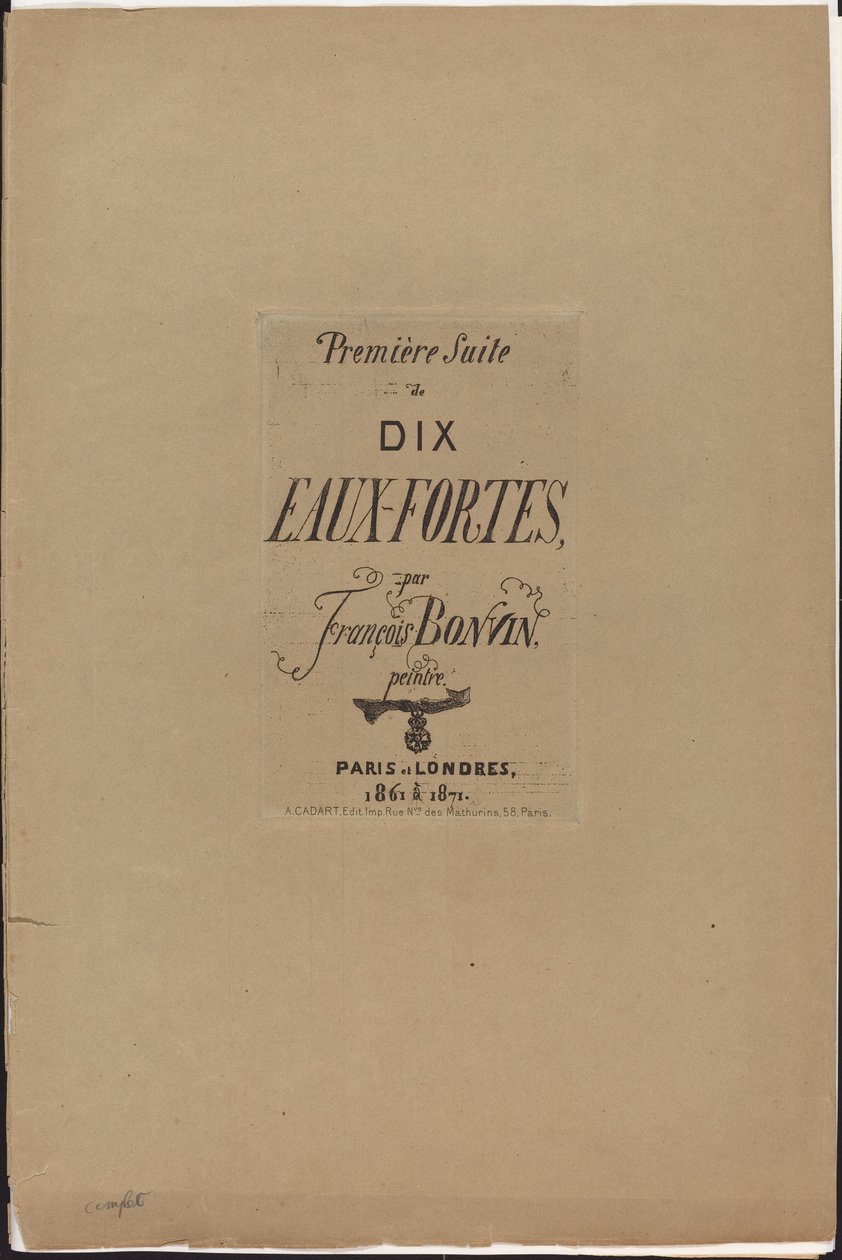 Première Suite de dix eaux-fortes - François Bonvin