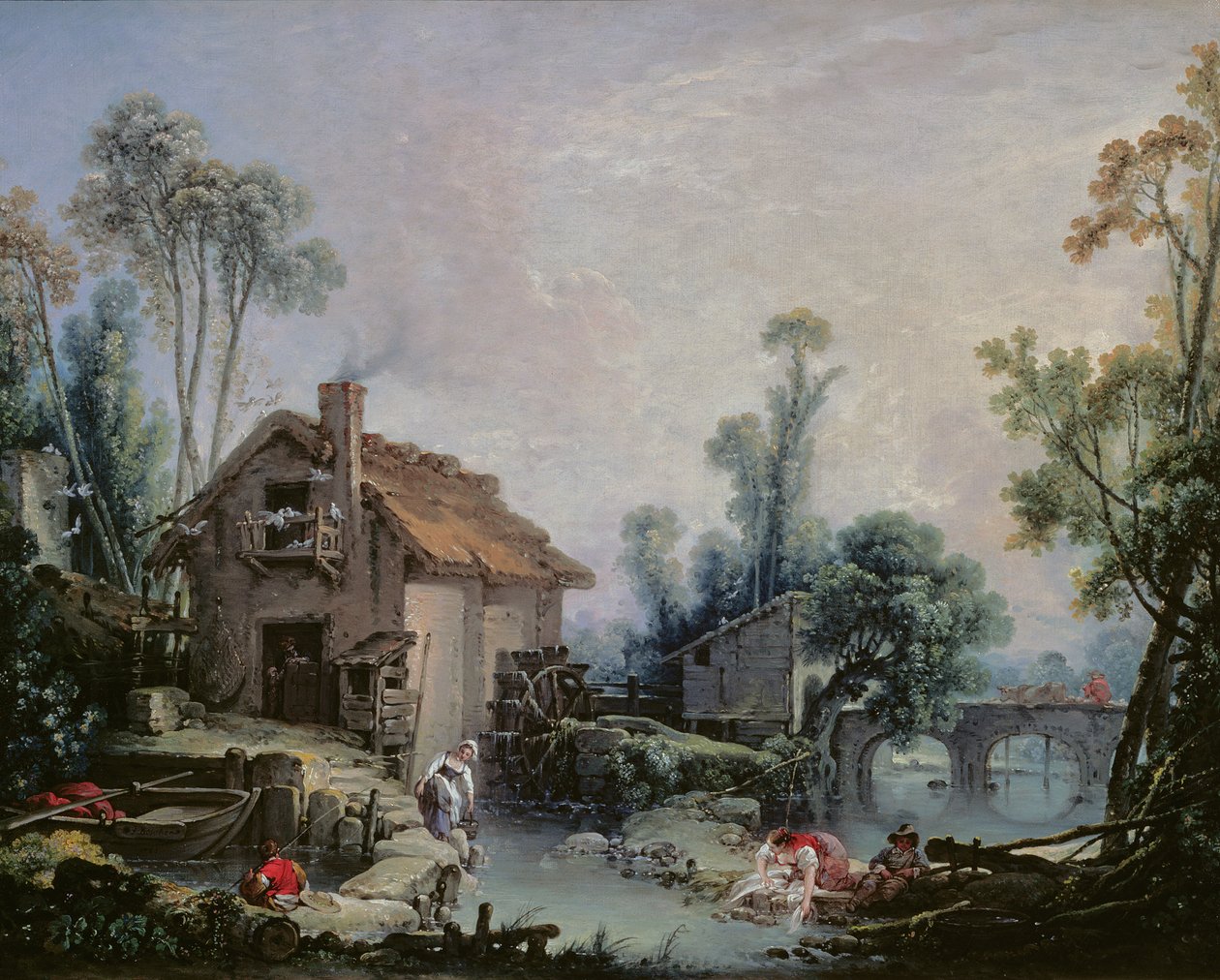 Paysage avec un moulin à eau, 1755 - François Boucher