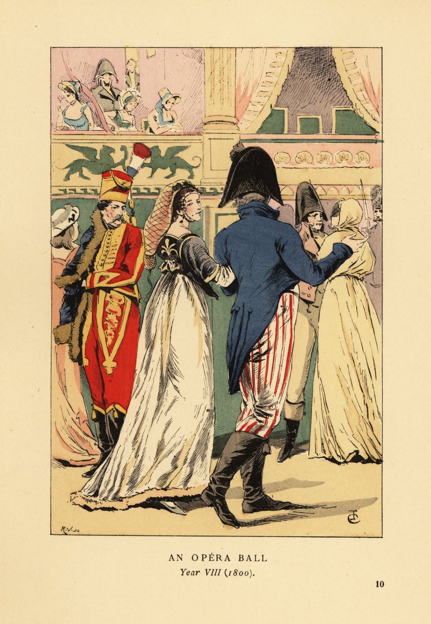 Invités élégants à un bal masqué - François Courboin