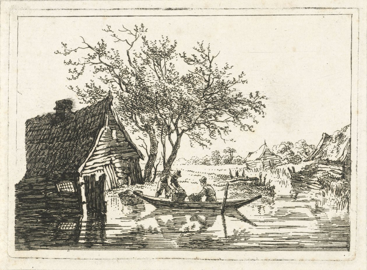 Paysage fluvial avec ferme - François Joseph Pfeiffer (II)