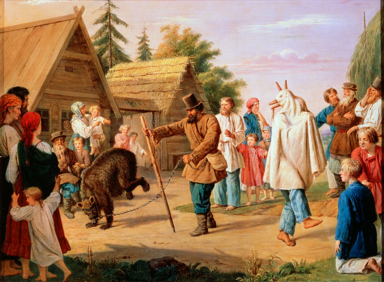 Bouffons dans un village, 1857 - François Nicolas Riss