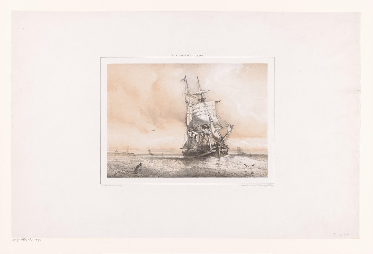 Deux-mâts en mer - Frans Arnold Breuhaus de Groot