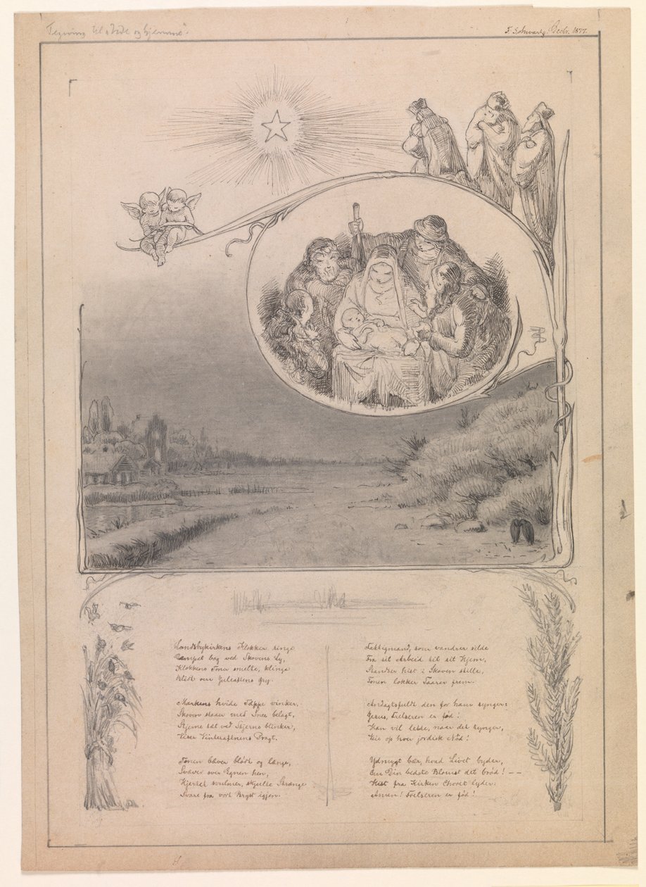 Dessin de Noël pour "Ude og hjemme" - Frans Schwartz