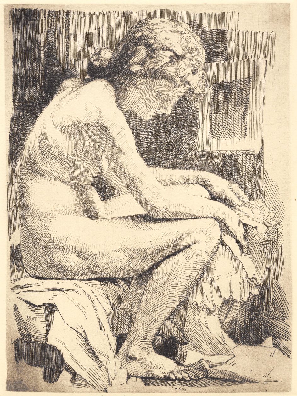 Une femme nue, assise - Frans Schwartz