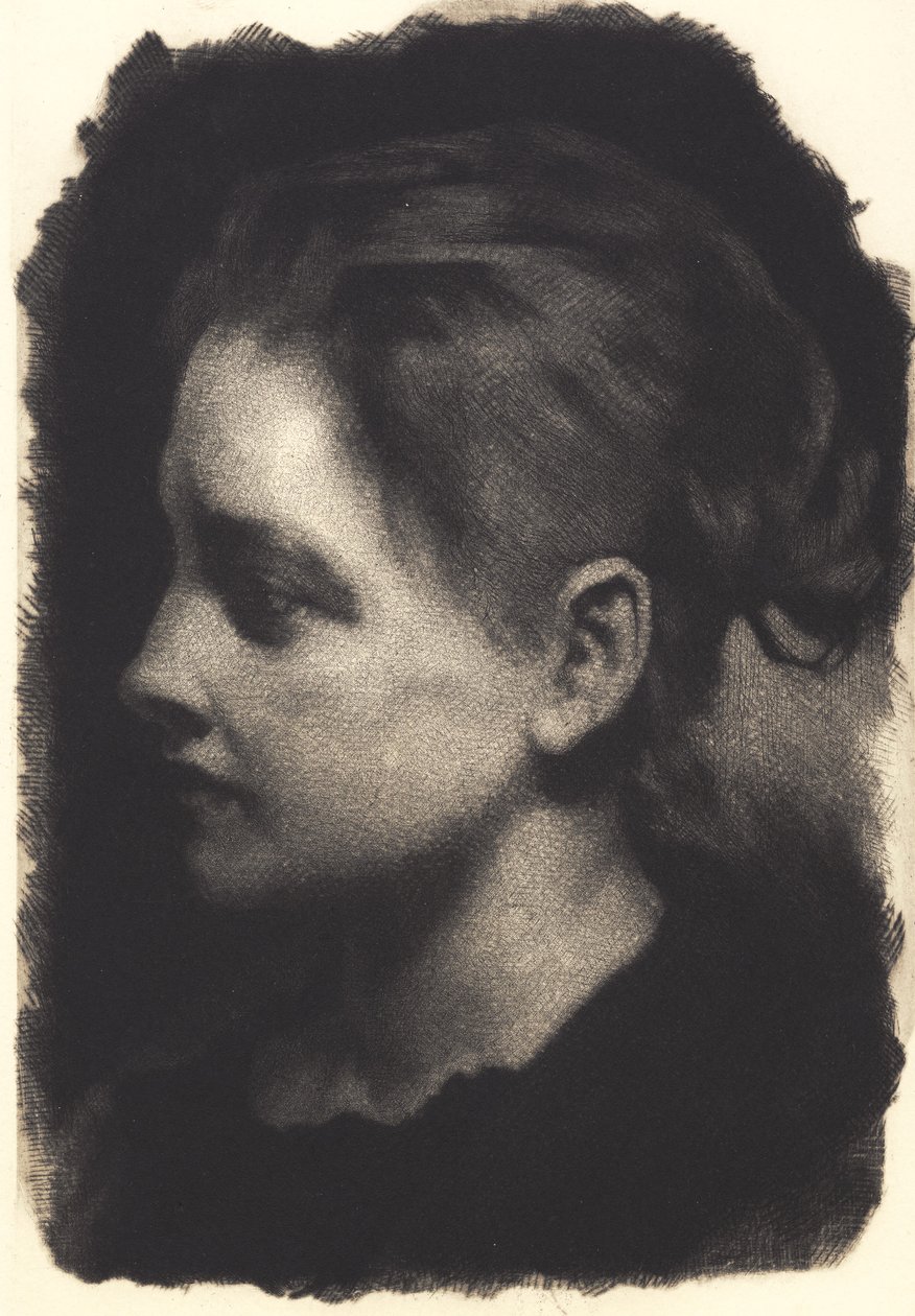 Jeune fille de profil avec cheveux relevés - Frans Schwartz