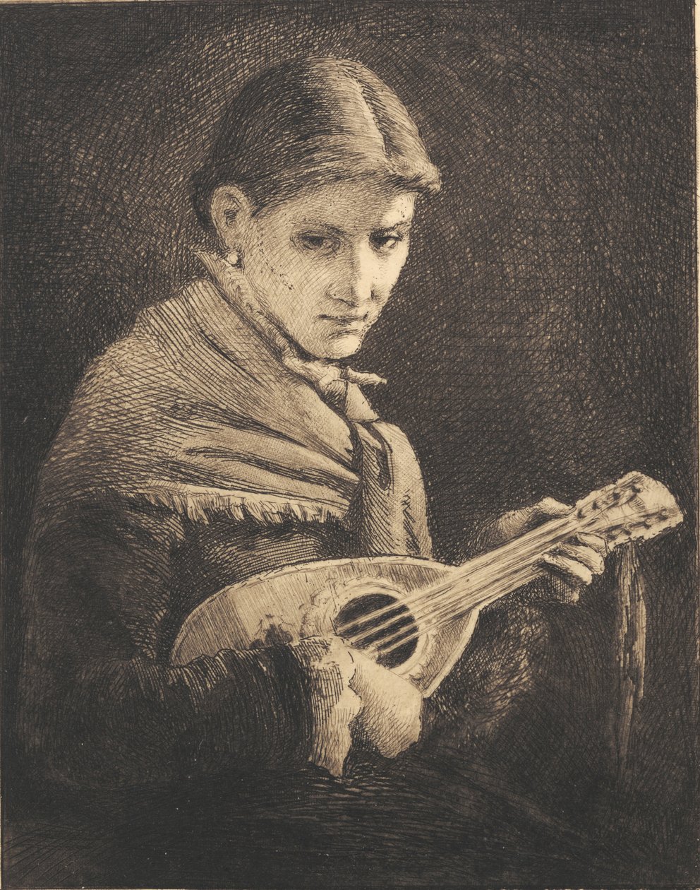 Jeune fille avec mandoline - Frans Schwartz