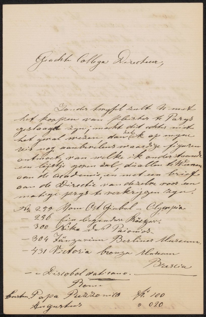 Lettre à August Allebé - Frans Stracké