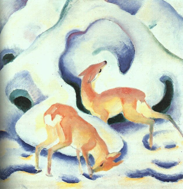 Cerf dans la neige - Franz Marc