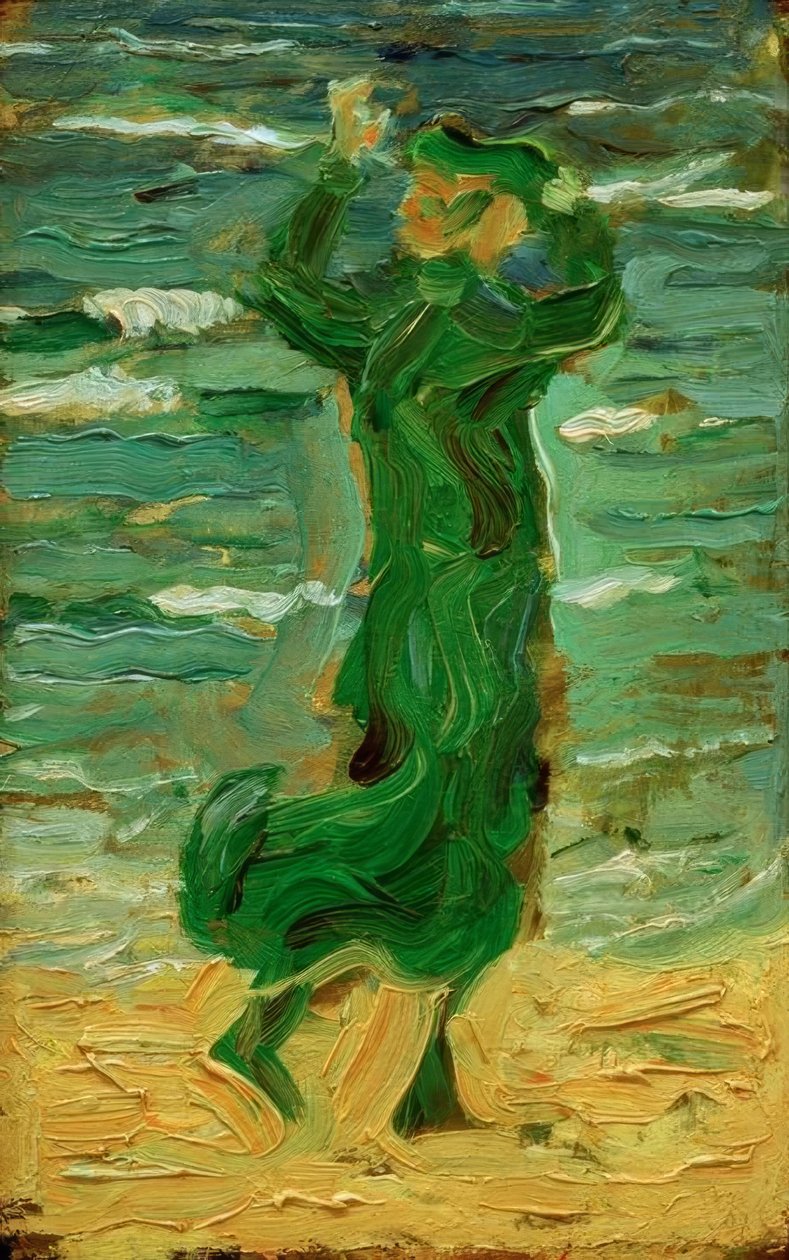 Femme dans le vent au bord de la mer - Franz Marc