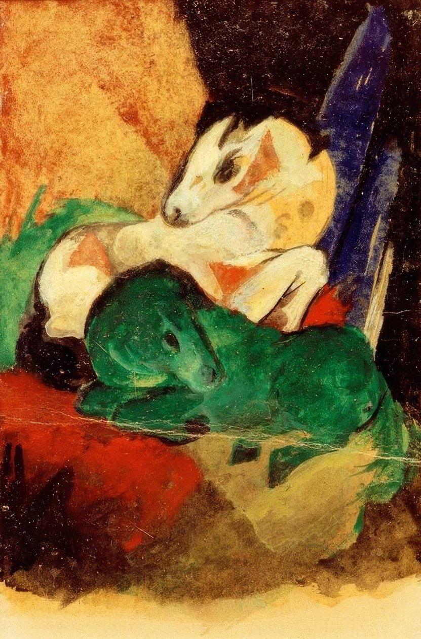 Cheval vert et blanc - Franz Marc