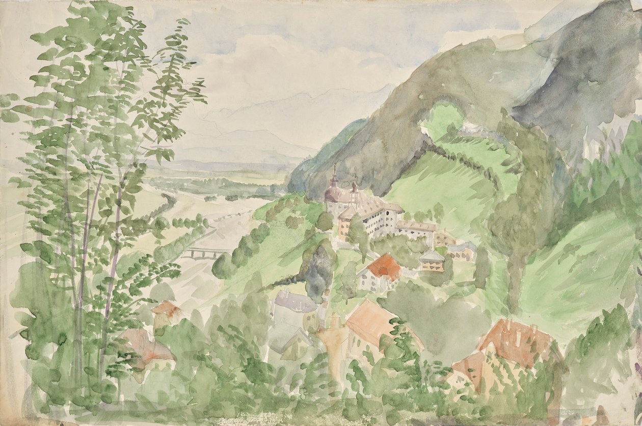 Paysage fluvial en montagne avec château - Franz Barwig d. Ä.