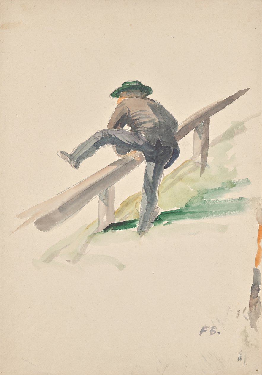 Homme grimpant sur une balustrade - Franz Barwig d. Ä.
