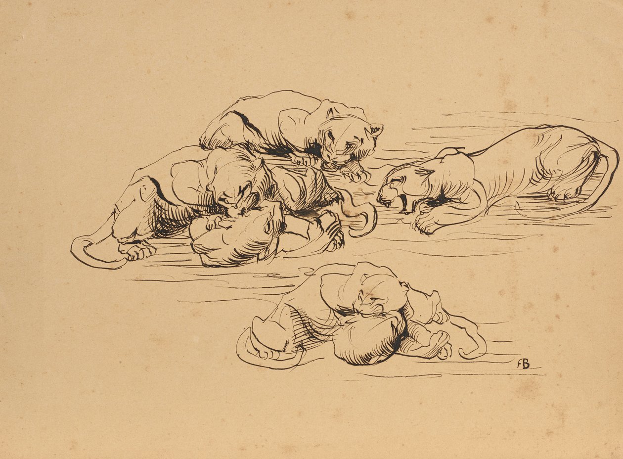 Panthères de Sunda se battant - Franz Barwig d. Ä.