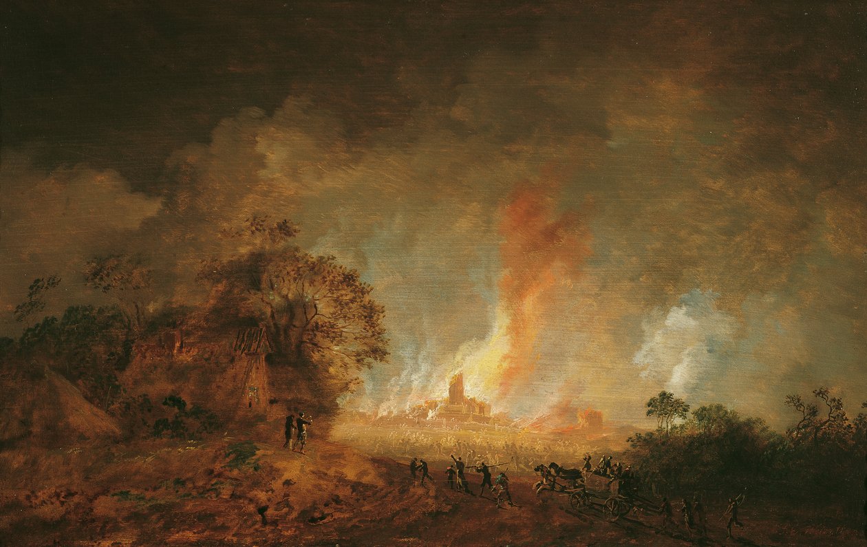 Grand incendie nocturne - Franz Edmund Weirotter